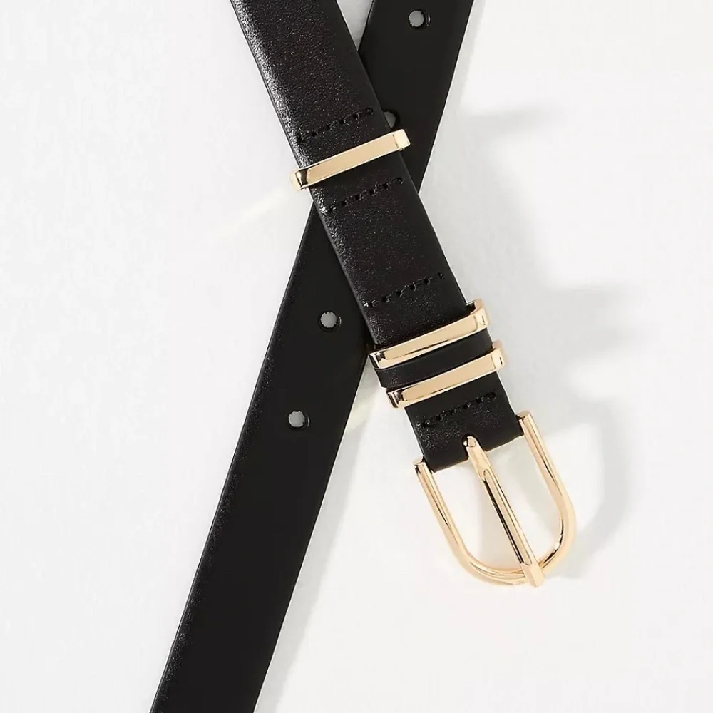 NWT Anthropologie Black Basic Keeper Belt Medium
